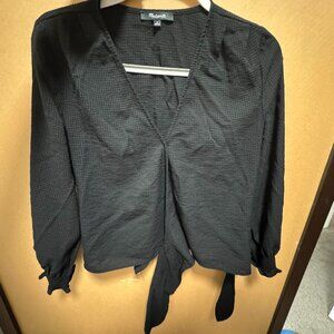 Madewell 3/4" Sleeve Side Tie Black Top - Size SM